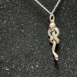 Freeman Designs Harry Potter Sterling Silver Dark Mark Necklace with Ruby -